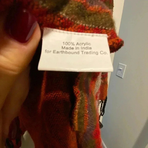 Earthbound Womens Boho Sweater Poncho Vest Wrap Cape High Low Aztec Fringe acryl - Picture 6 of 14